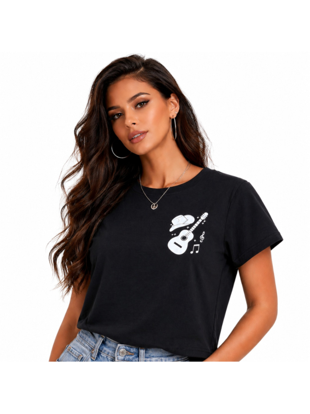 Women’s “Raised On 90’s Country” Short Sleeve Graphic Shirt – Black–Size S–NWOT